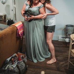 Azazie Audrianna Bridesmaid Dress Size 20 Color Agave